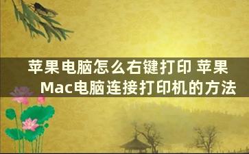 苹果电脑怎么右键打印 苹果Mac电脑连接打印机的方法